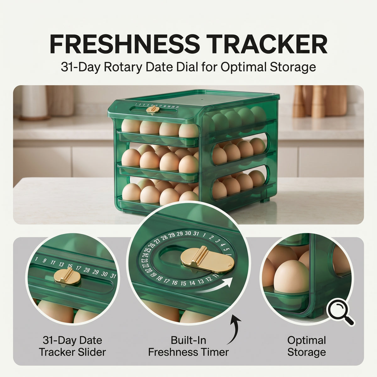 30-Egg Large Capacity Fridge Organizer