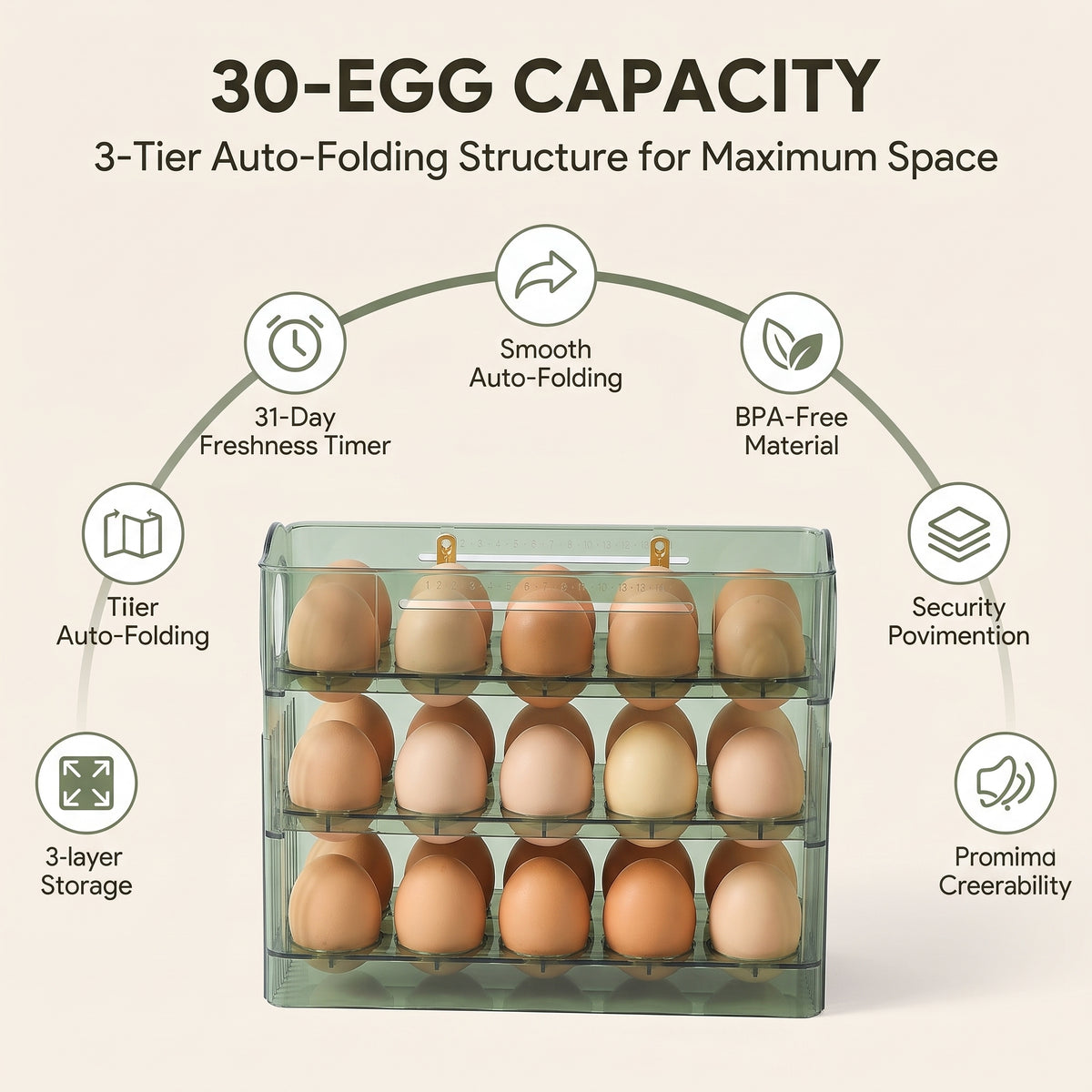 30-Egg Large Capacity Fridge Organizer