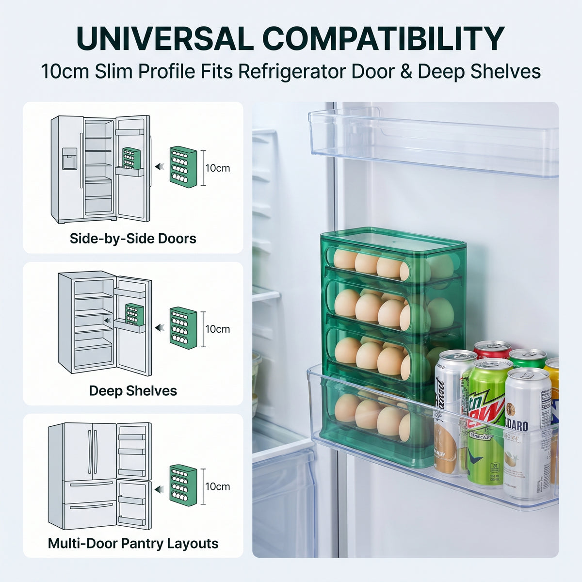 30-Egg Large Capacity Fridge Organizer