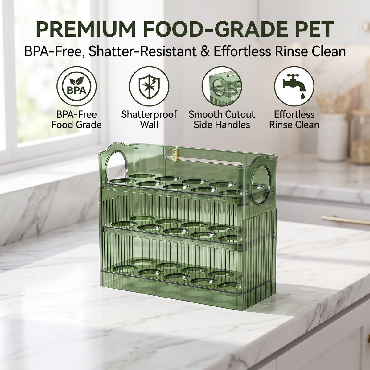 30-Egg Large Capacity Fridge Organizer
