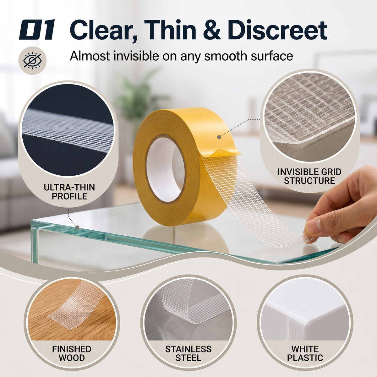 UltraGrip Double-Sided Mounting Tape – Heavy Duty Mesh Adhesive Tape for Home, Office & DIY Projects