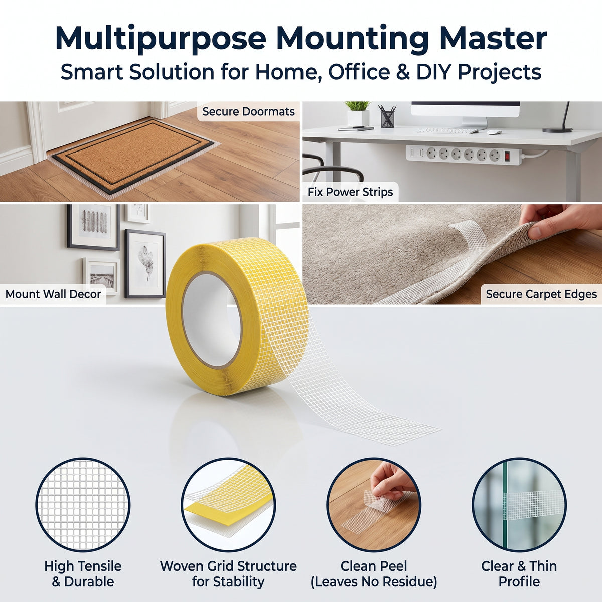 UltraGrip Pro – Heavy-Duty Double-Sided Mesh Mounting Tape
